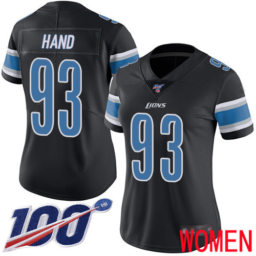 Detroit Lions Limited Black Women Dahawn Hand Jersey NFL Football #93 100th Season Rush Vapor Untouchable->women nfl jersey->Women Jersey